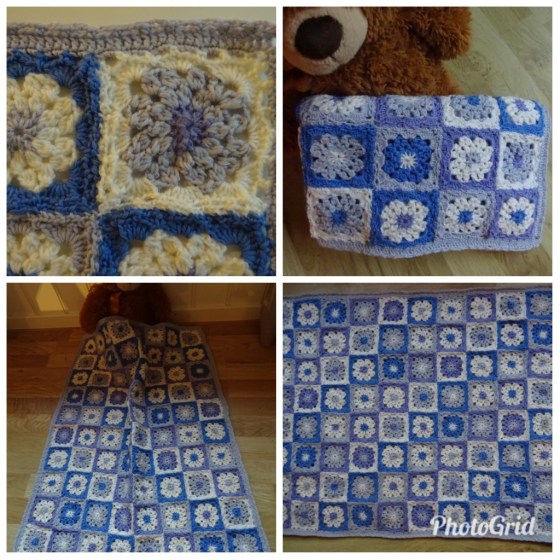 kollasj blå babyteppe