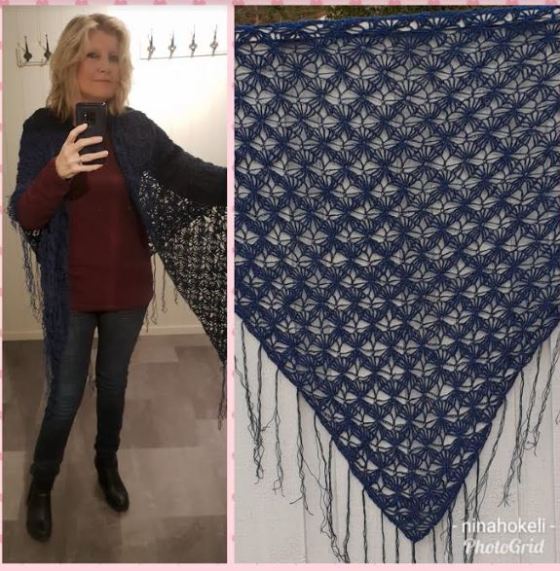 kollasj blått oversized trekantsjal