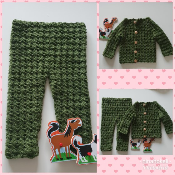 kollasj grønn bukse og jakke