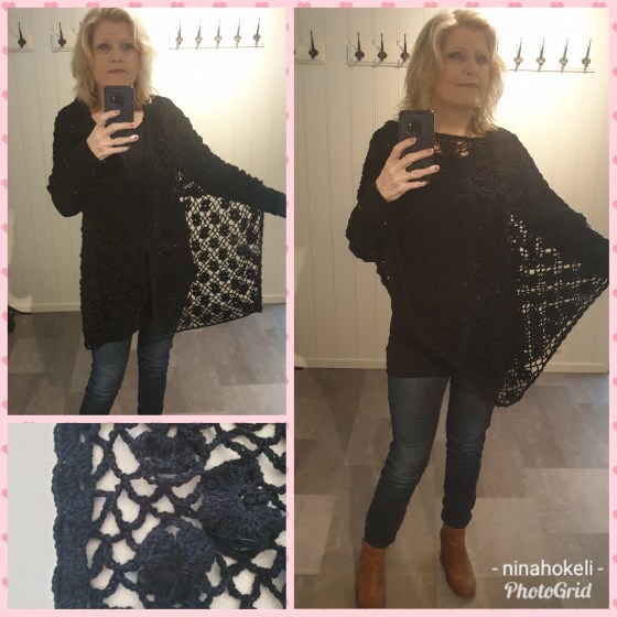 Kollasj svart poncho eller sjal